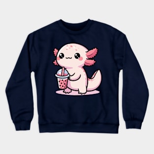 super cute axolotl drink boba Crewneck Sweatshirt